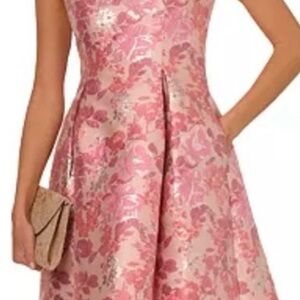 Adrianna Papell Rose Pink Floral Midi Dress